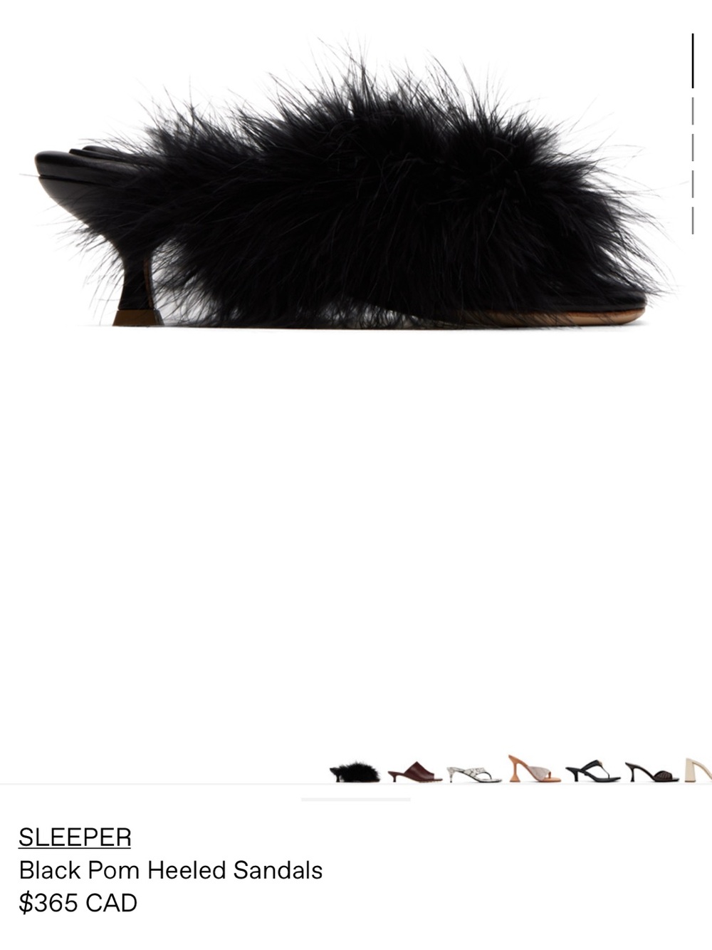 Sleeper Black Feather Mule with Kitten Heel